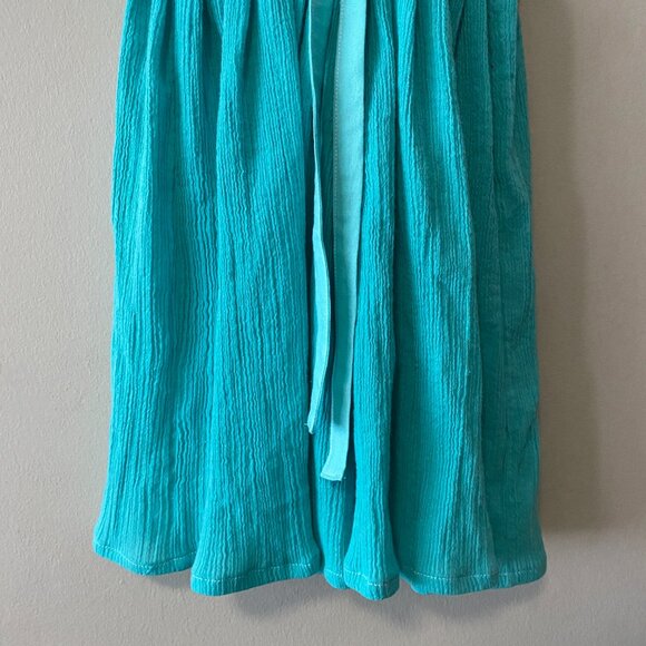 Handmade Children's 100% Cotton Embellished Blue Crossed Straps Dress - Picture 8 of 12